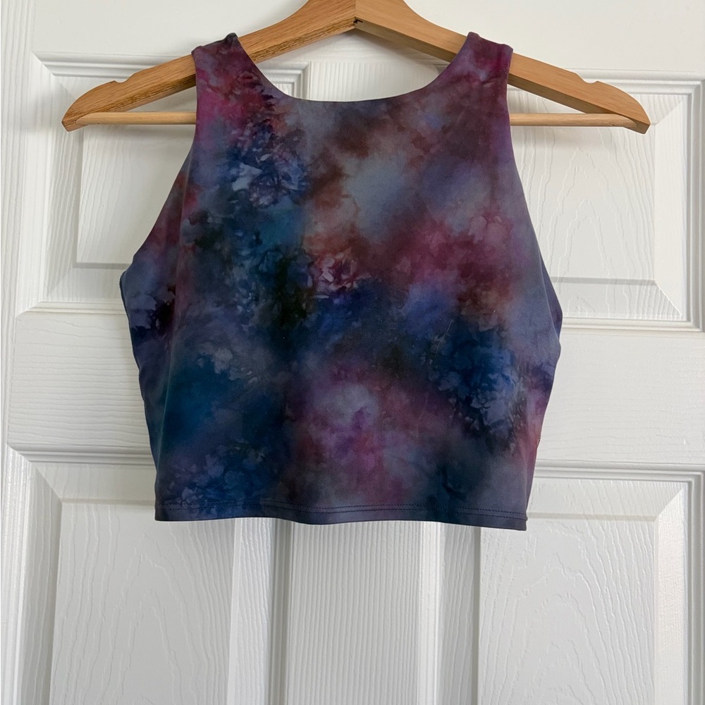 Athleta Multicolor Tie-Dye Cropped Tank Top in Blue, Purple, Pink